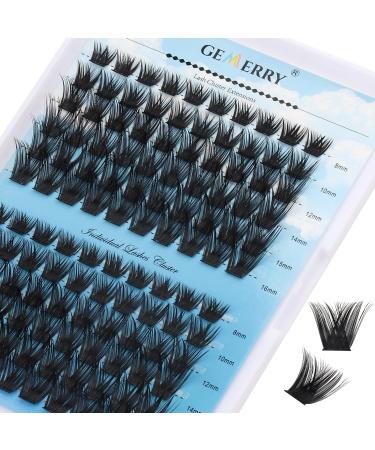Cluster Lashes D Curl 8-16 Mixed 120pcs Cluster Eyelash Extensions Clusters Eyelash Individual Mega Volume Ribbon Lashes Wide Stem Natural Lashes DIY Lash Extensions GEMERRY Lashes (KLS45-D-8-16MIX) 8-16 mix KLS45
