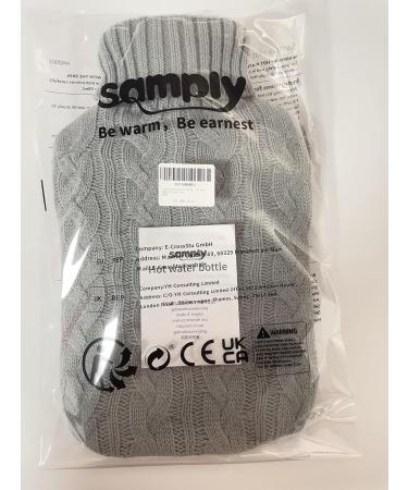 Buy Samply 2L Hot Water Bottle with Soft Knitted Cover - Premium Grey Hot Water Bag for Warmth & Comfort - International Shipping Available - Buy Online on GoSupps.com