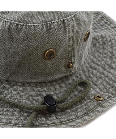 The Hat Depot Cotton Stone-Washed Safari Wide Brim Foldable Double-Sided Sun Boonie Bucket Hat - Pigment Olive | Large-X-Large - Buy Online on GoSupps.com