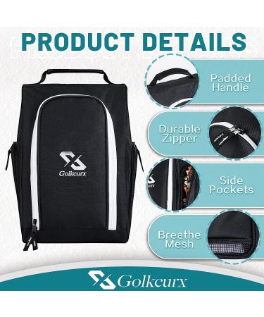 Golkcurx Golf Shoe Bag for Travel - Zippered Sport Shoe Carrier with Accessory Pockets (Black) - Buy Online on GoSupps.com