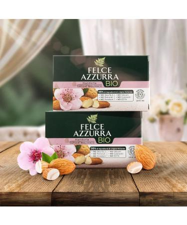 Felce Azzurra Organic Almond Soap - Gentle and Nourishing Soap with Organic Almond Flour for a Fine Exfoliating Effect - Dermatologically Tested - 1 Pack (1 x 125 g) - Buy Online on GoSupps.com