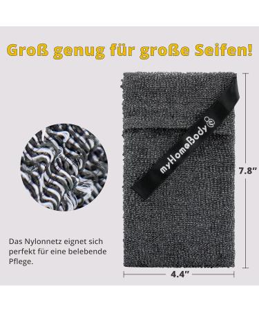myhomebody Sponge Saver | Soap Bags for Body Peeling & Shower Sponges | Double Pack with 2 Black Rectangle Sponges - International Shipping - Buy Online on GoSupps.com