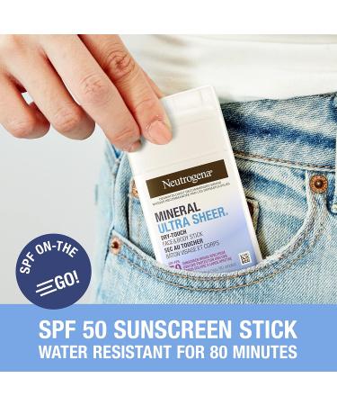 Neutrogena Mineral Ultra Sheer Dry-Touch Face & Body Stick SPF 50 - With Vitamin E - Sun Protection - Zinc Oxide - 42g White - Buy Online on GoSupps.com