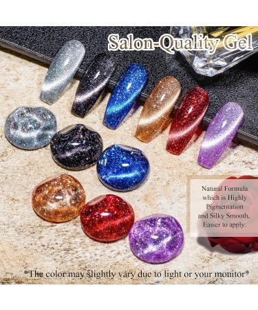 MEET ACROSS UV Nail Polish Set Cat Eye Magnetism Gel Nail Polish Set Sky Effect Colourful Soak Off UV/LED Gel Nail Polish Kit Nail Art Gift Kit 6 Colours with Free Magnet Stick Multicolor - Buy Online on GoSupps.com