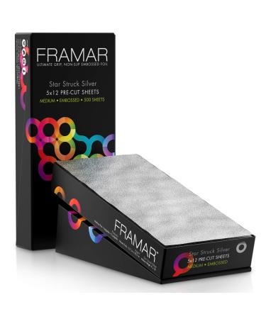 Framar 5x12 Star Struck Silver Embossed Pre Cut Aluminum Foil Sheets, Hair Foils For Highlighting - 500 Foil Sheets