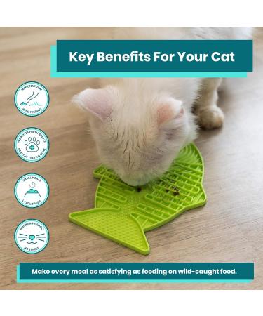 LickiMat Casper Fish-Shaped Cat Slow Feeder | Green | Promotes Mental Stimulation and Anxiety Reduction - Buy Online on GoSupps.com