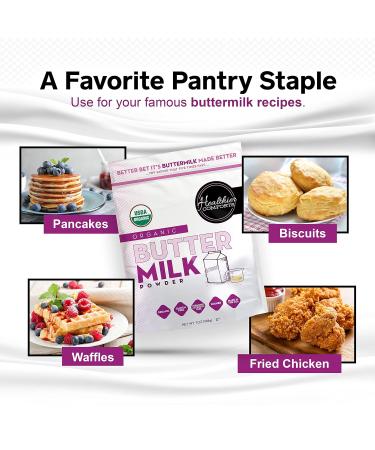 Organic Buttermilk Powder | USDA Certified, Gluten-Free, Non-GMO | Ideal for Baking, Biscuits & Gravy | 7oz Pack - Buy Online on GoSupps.com