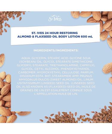 St. Ives Restoring Almond & Flaxseed Oil Body Lotion 4 x 600 mL 600 ml (Pack of 4) - Buy Online on GoSupps.com