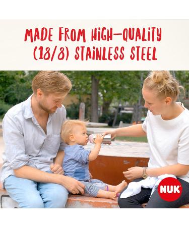 NUK Active Cup Toddler's Drinking Bottle 12+ Months Stainless Steel 215ml Blue - Leak-Proof Anti-Colic BPA-Free - Buy Online on GoSupps.com