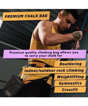 Gladiator Climbing Chalk Bag with Pockets and Adjustable Belt - Black - Buy Online on GoSupps.com