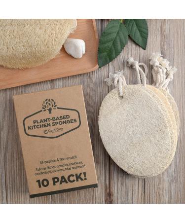 Gaia Guy Natural Flush Sponge (10 Pack) - Eco-Friendly Biodegradable Luffa Kitchen Scrubs | 100% Plastic-Free & No Waste - Buy Online on GoSupps.com