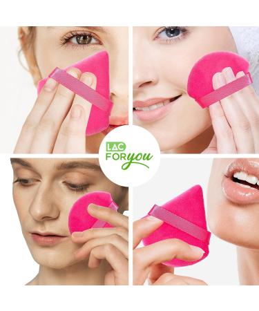 LAC 3 Powder Puff Face Triangle - Mini Velvet Makeup Sponges for Pressed & Loose Foundation (Pink) - Buy Online on GoSupps.com