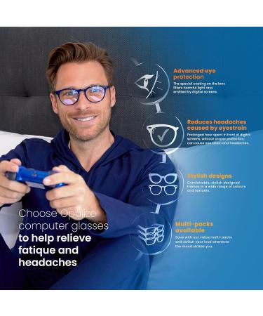 Opulize Met Glasses - Blue Light Filter 3 Pack Slim Round Frame - Anti-Reflective Sleep & Gaming Glasses for Men - Available in Black Brown Dark Blue Gray - Buy Online on GoSupps.com