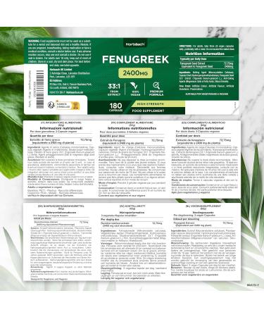 Fenugreek Capsule 2400mg | Fenugreek Seed Extract | 180 Capsules | by Horbaach - Buy Online on GoSupps.com