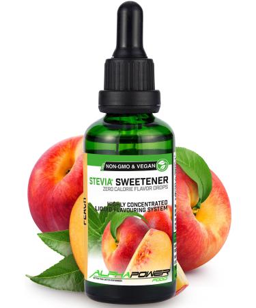 Alphapower Food |Stevia sugar -free flavor drops peach |100% natural liquid aroma + sugar substitute for water muesli desserts smoothies natural peach aroma 50 ml (1 Pack) - Buy Online on GoSupps.com