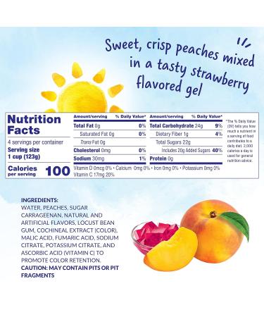 Dole Fruit Bowls Diced Peaches in Strawberry Gel - Gluten Free Healthy Snack - 4.3 oz Cups (Pack of 24) - Buy Online on GoSupps.com