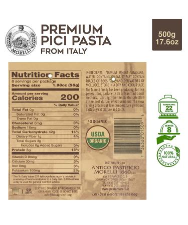 Morelli Pici Pasta di Toscana - Gourmet Italian Organic Noodles - Made in Italy from Durum Wheat Semolina - 17.6oz - Buy Online on GoSupps.com