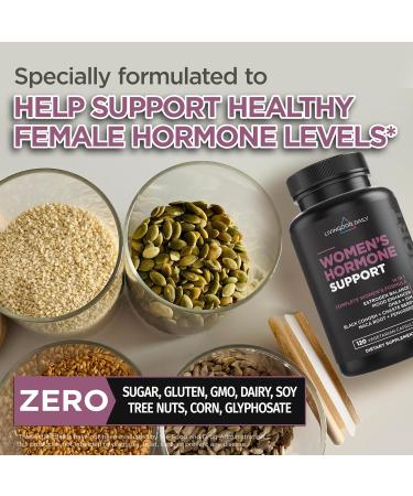 Livingood Daily Women s Hormone Support PMS Relief Menopause Supplements & Estrogen Boost with Fenugreek Black Cohosh & Chasteberry - 120 Capsules - Buy Online on GoSupps.com