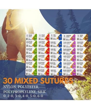 Sterile Mixed Sutures Thread with Needle & Training Tools - Military First Aid Kit for Survival, Trauma, Camping, & Travel (49PK) - Buy Online on GoSupps.com