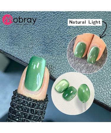 Mobray Emerald Green Cat Eye Gel Polish - 15ml UV Glitter Nail Polish with Magnet | Long-Lasting Translucent Nail Gel for Art Design - Buy Online on GoSupps.com