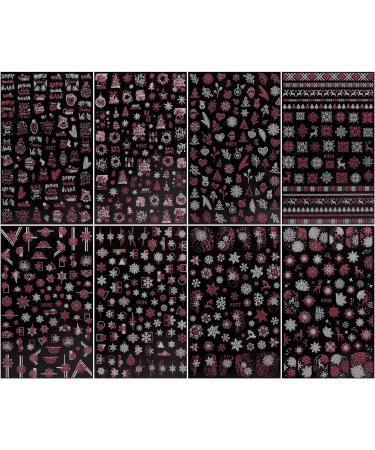 JMEOWIO Christmas Glitter Nail Art Stickers - Snowflake Xmas Winter Holiday Design - 8 Sheets Self-Adhesive Decals in Pink White & Glitter - Buy Online on GoSupps.com