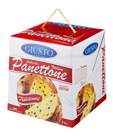 Giusto Sapore Italian Panettone Original Gourmet Bread 2Lb. - Traditional Dessert - Imported from Italy and Family Owned