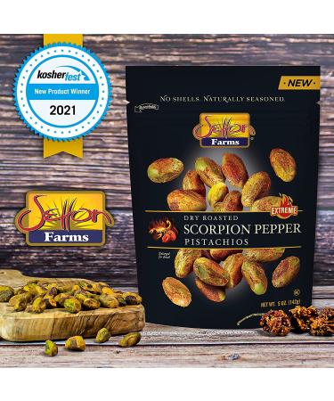 Setton Farms Pistachios - Scorpion Pepper Extreme Flavor - 5 oz - Non-GMO, Gluten Free, Vegan, Kosher - Buy Online on GoSupps.com