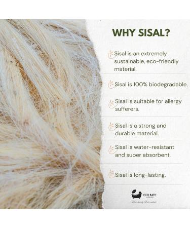 Natural Sisal Hemp Bath Pad - Luxury Exfoliating Body Scrubber | Biodegradable Shower Sponge for Men & Women | Eco-Friendly Bath Accessories - Buy Online on GoSupps.com