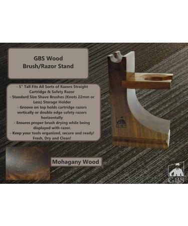 G.B.S Deluxe Wooden Shaving Razor & Brush Stand | Walnut Safety Razor Holder | Prolong Shaving Brush Life - International Shipping Available - Buy Online on GoSupps.com