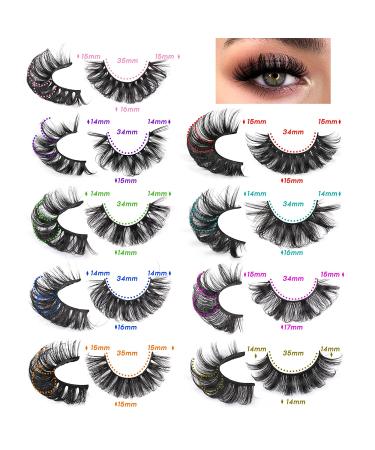 Fluffy Russian Strip Lashes - 9 Styles Mixed Faux Mink Multipack - D Curl Wispy Natural Look False Eyelashes - Buy Online on GoSupps.com