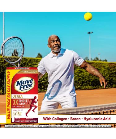 Move Free Ultra Triple Action Joint Support Supplement - 64 Tablets - Type II Collagen, Boron, Hyaluronic Acid - Joint Comfort, Cartilage & Bone Support - 1 Tiny Pill Daily - Buy Online on GoSupps.com