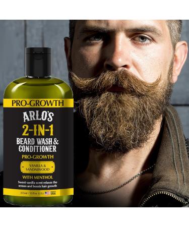 Arlo's Pro-Growth 2-in-1 Beard Wash & Conditioner - Vanilla Sandalwood & Menthol - 12 oz | International Shipping Available - Buy Online on GoSupps.com