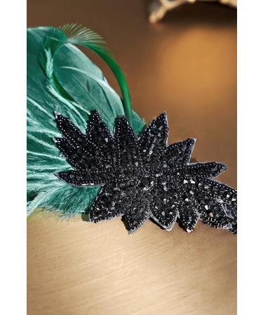Buy Babeyond Women's 1920s Feder Headband | Flapper Charleston Hair Band | Great Gatsby Dark Green Carnival Costume Accessory - Buy Online on GoSupps.com