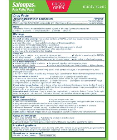 Salonpas Pain Relieving Patch 20 Count - 12 Hour Relief for Back, Neck, Shoulder, Knee Pain - Buy Online on GoSupps.com