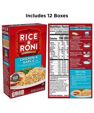 Rice-A-Roni Chicken & Garlic 5.9oz Boxes (12 Pack) - Delicious and Convenient Rice Mix - Buy Online on GoSupps.com