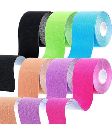 6 Rolls Kinesiology Tape Elastic Hypoallergenic Sports Tape Waterproof Physio Tape for Pain Relief Muscle & Joint Support (Mixcolor)