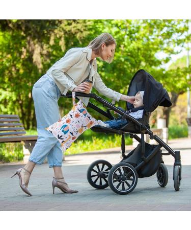 HBSelect 2PC Waterproof Diaper Bag - Reusable Zippered Wet Wiper Organizer for Babies & Toddlers with Animal Sketches - Buy Online on GoSupps.com