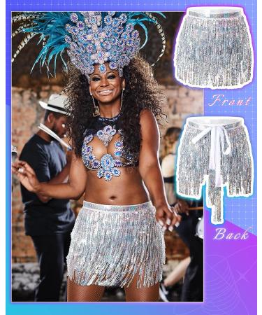 Women's Sequin Tassel Skirt with Metallic Rave Shorts - Medium | Trendy Women's Fashion - Buy Online on GoSupps.com