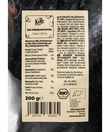  KoRo KoRo - Organic sweet potato chips 200g - Crisp chips without fat and artificial flavors from organic farming - Buy Online on GoSupps.com