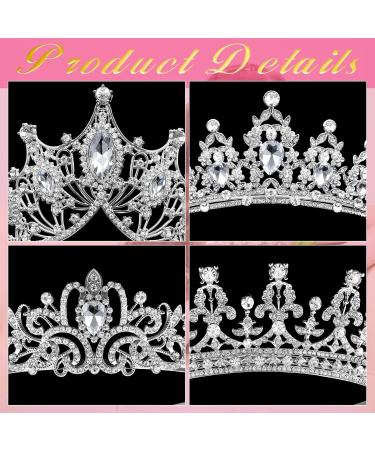 4 Pack Queen Crowns: Crystal Rhinestone Tiara Headbands for Women and Girls - Perfect for Pageants, Birthdays, Wedding, Cosplay - Silver Tiara Comb Set - Buy Online on GoSupps.com