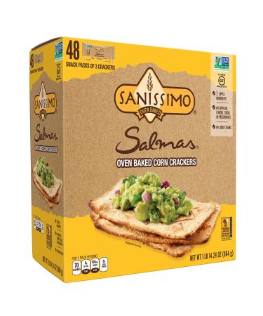 Salmas Oven Baked Corn Crackers, 100% Whole Grain Corn, Gluten Free, Non-GMO, 48 Individually Wrapped Snack Packs