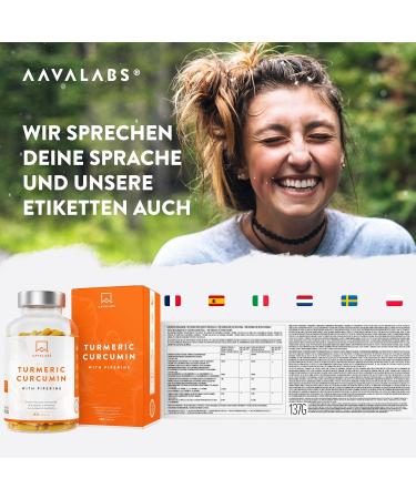Kurkuma Capsules | 95% Curcumin & Piperine | Aavalabs - High Dose Vegan Curcumin Extract Complex | 180 Laboratory-Tested Capsules - Buy Online on GoSupps.com