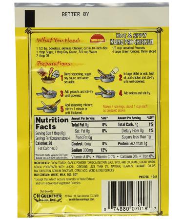 Sun-Bird Hot & Spicy Kung Pao Chicken Seasoning Mix .87oz (4-pack) - Buy Online on GoSupps.com