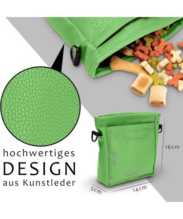Ostfriesenpfoten Frieda Dog Treat Bag - High-Quality Synthetic Leather Green Size M - Easy Open Lock for Walks - Premium Gassitasche for Dogs - Buy Online on GoSupps.com