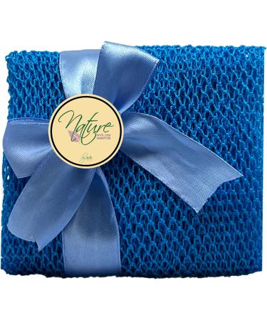 Nature by EJN - Net Bath Sponge Customized N1 Weave Long NKN Naturals Skin Exfoliation African Porous Stretches to Approximately 49" (Sea Blue)