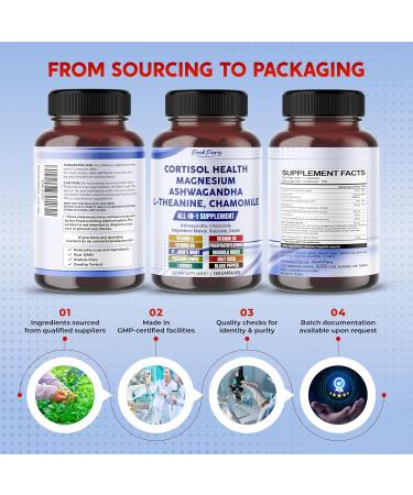 CORTISOL Health Ashwagandha Magnesium Chamomile L-Theanine 150 count (pack of 1) - Buy Online on GoSupps.com