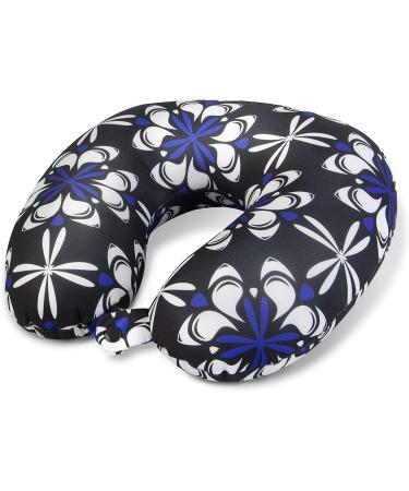 Cloudz Patterned Microbead Travel Neck Pillow - Black Purple & White Floral | Best for Comfort & Support - Buy Online on GoSupps.com