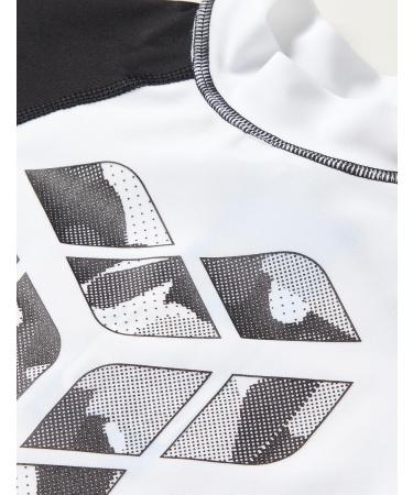 Arena Boy's Unisex Jr Rash Vest S/S - Graphic Rash Guard Shirt 140 White-Black | International Shipping Available - Buy Online on GoSupps.com