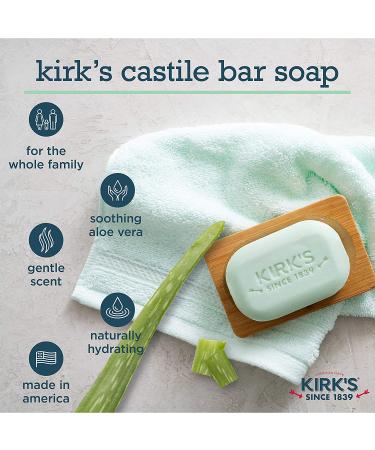 Kirk's 100% Premium Coconut Oil Castile Soap - Aloe Vera, 3 Bars (4 oz Each) - Gentle & Soothing - Buy Online on GoSupps.com