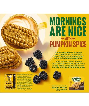 belVita Pumpkin Spice Breakfast Biscuits - 5 Packs, 4 Biscuits Per Pack, 1.76 oz - Pumpkin Flavor - Buy Online on GoSupps.com